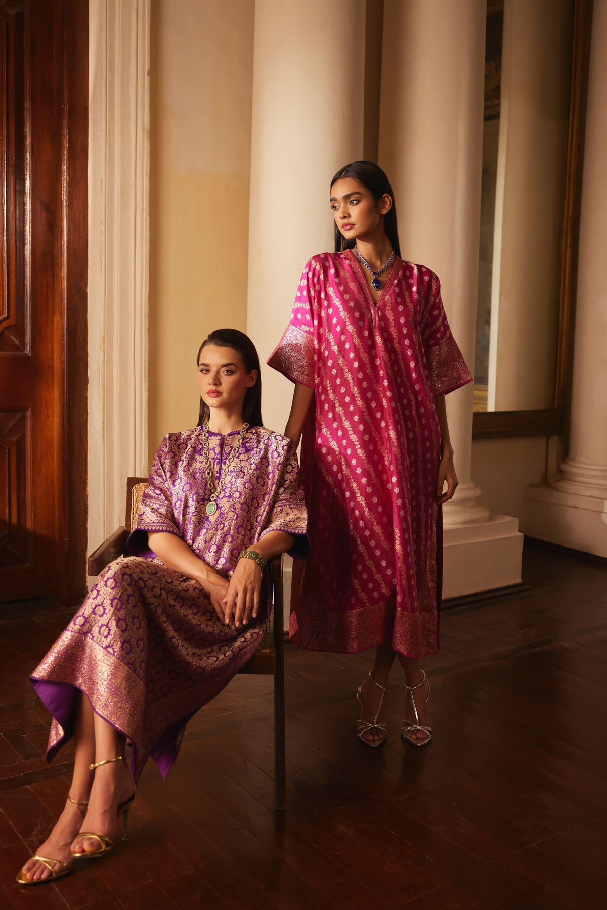 Rani Pink and Purple Kaftan Set