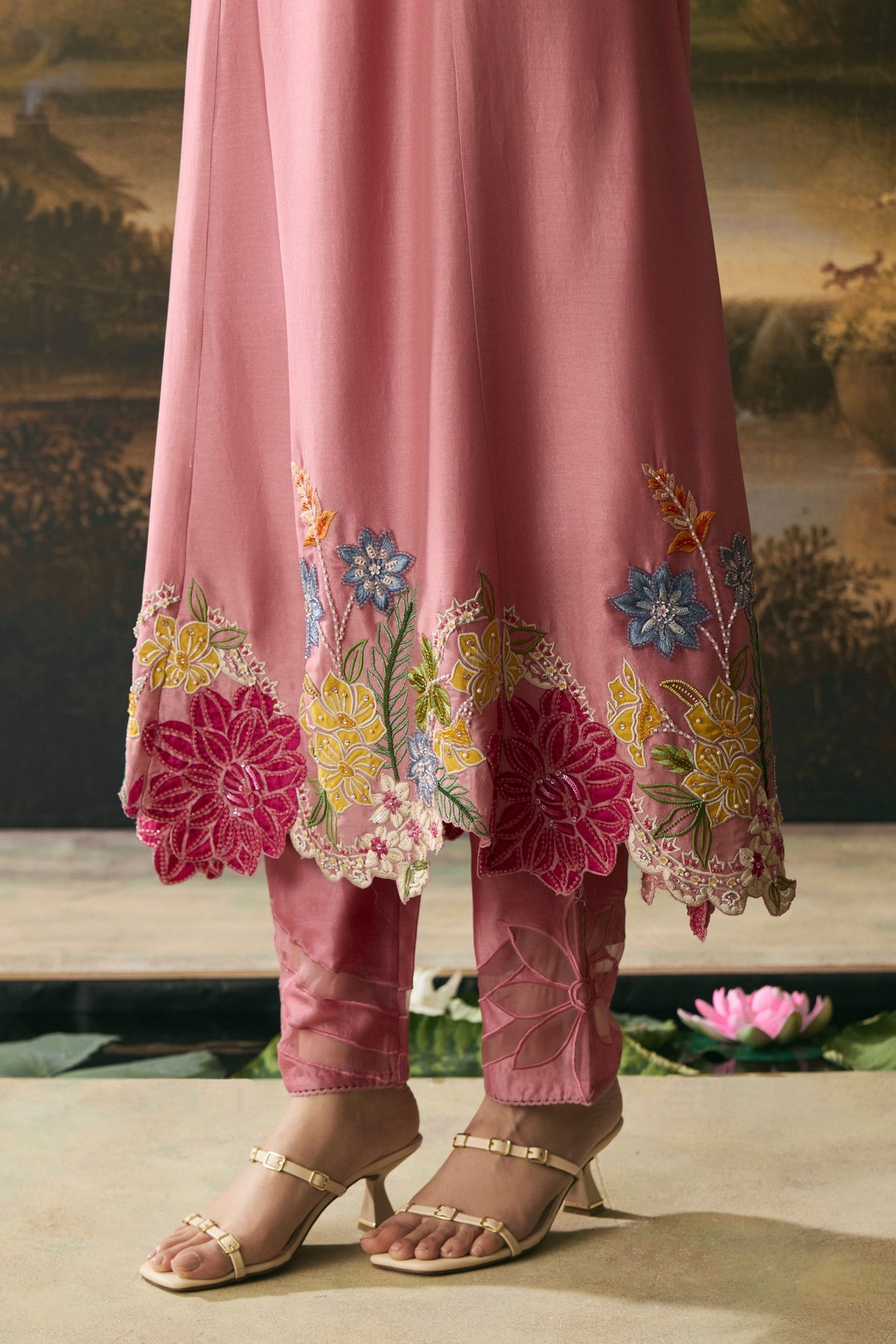 Pink Floral Kurta Set