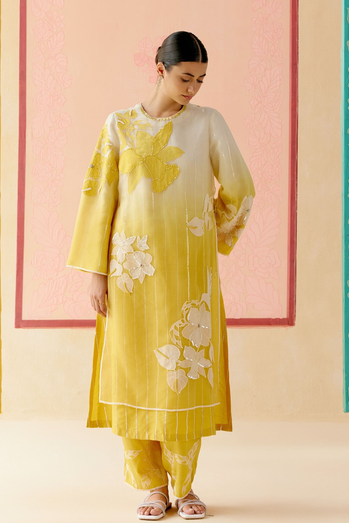 Mustard Ombre Kurta Set