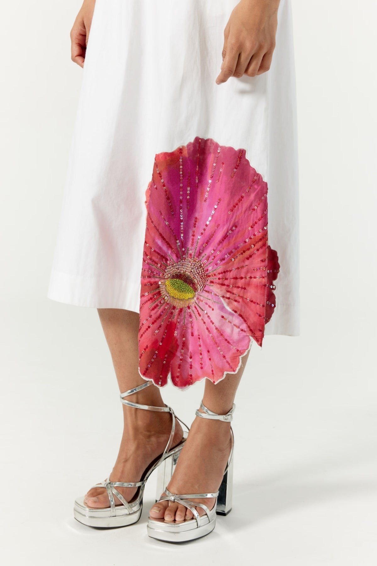 Pansy V Neck White Dress
