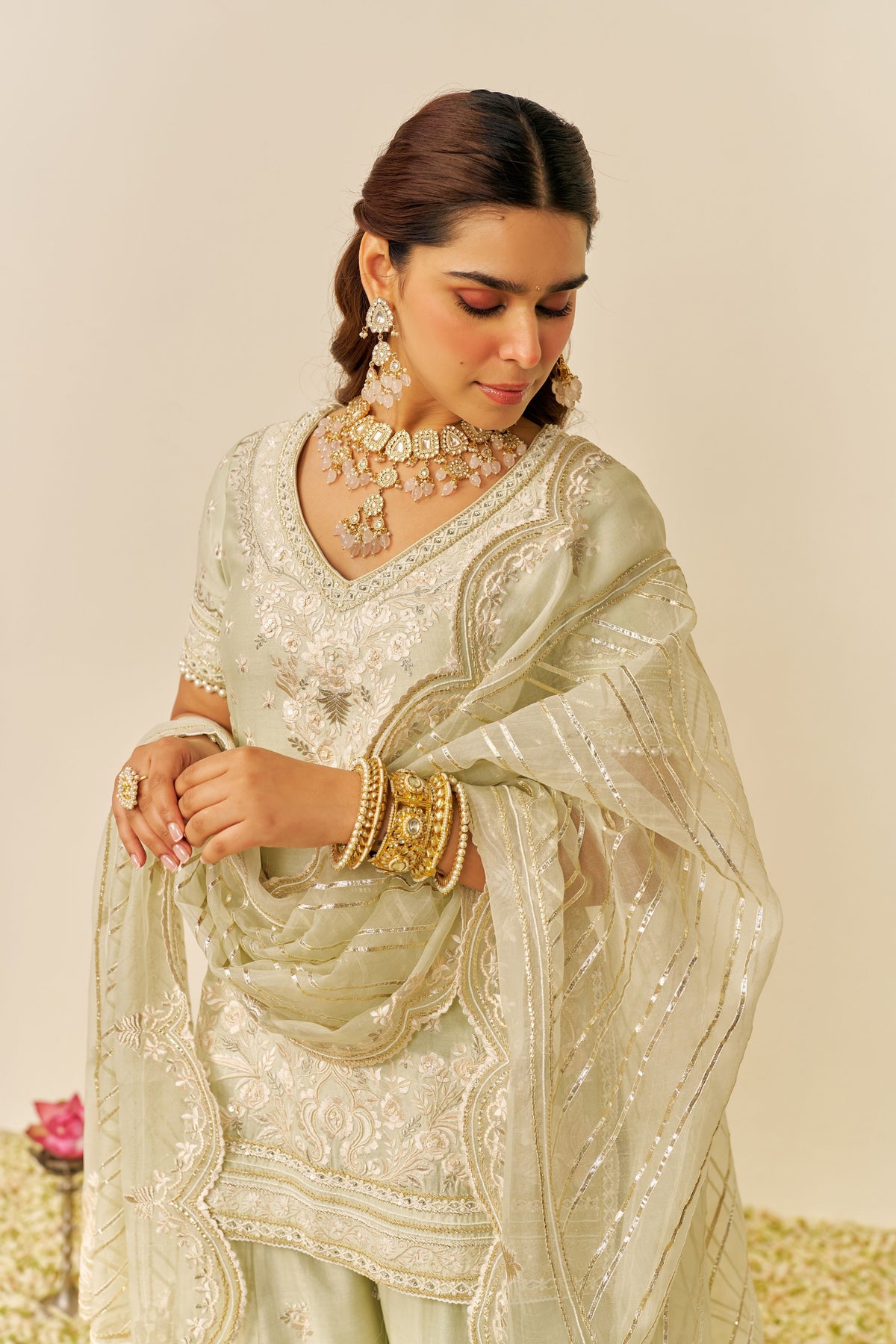 Mint Green Kurta With Sharara