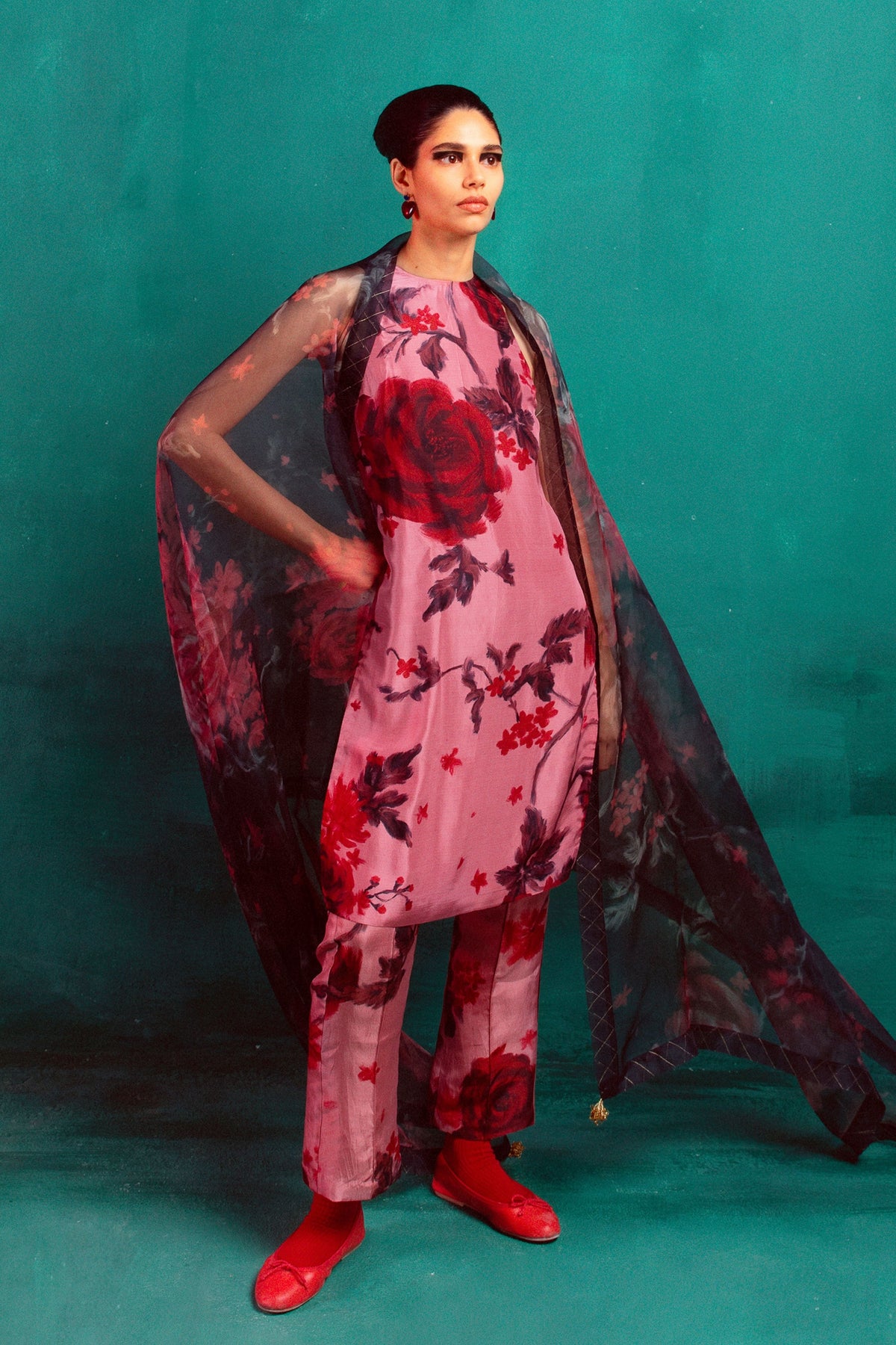 Cherry Pink Printed Kurta Set