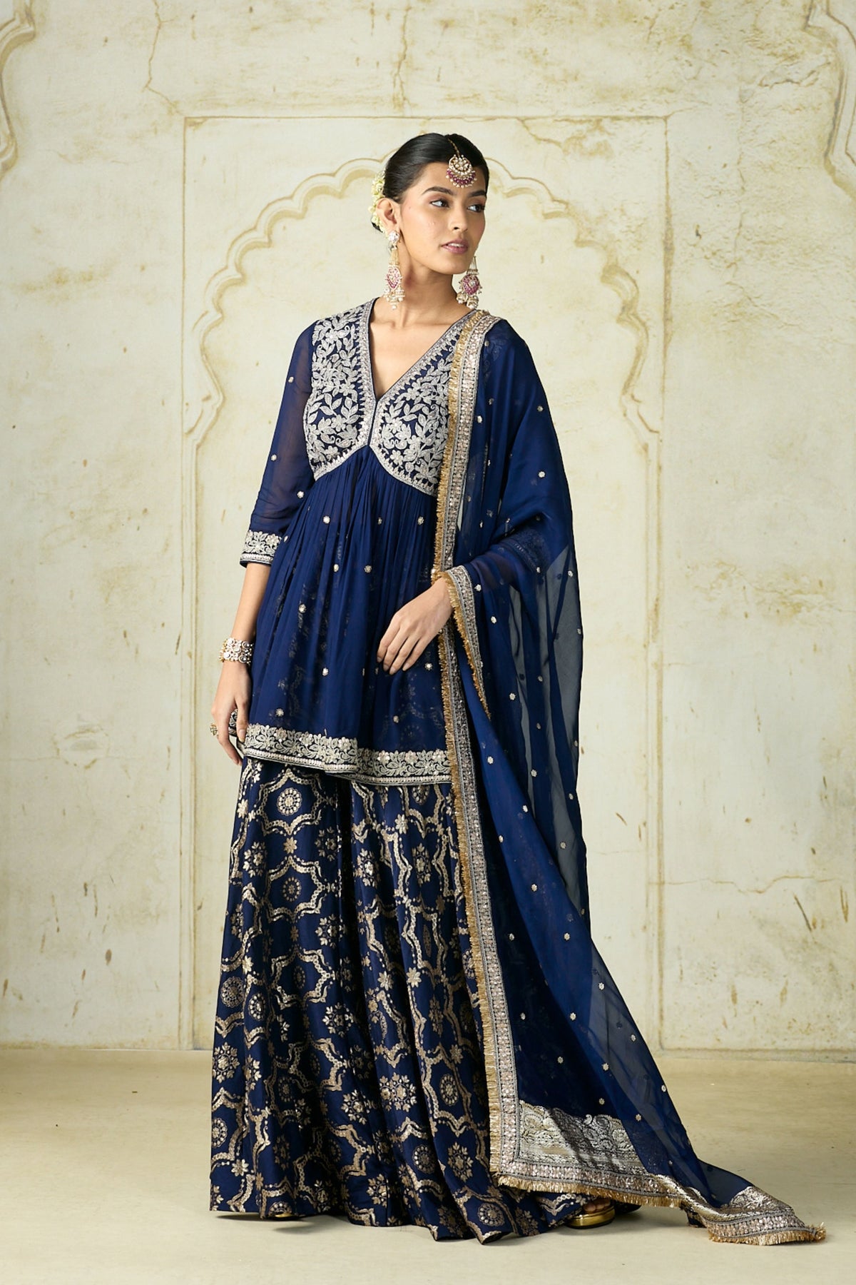 Navy Rida Sharara Set