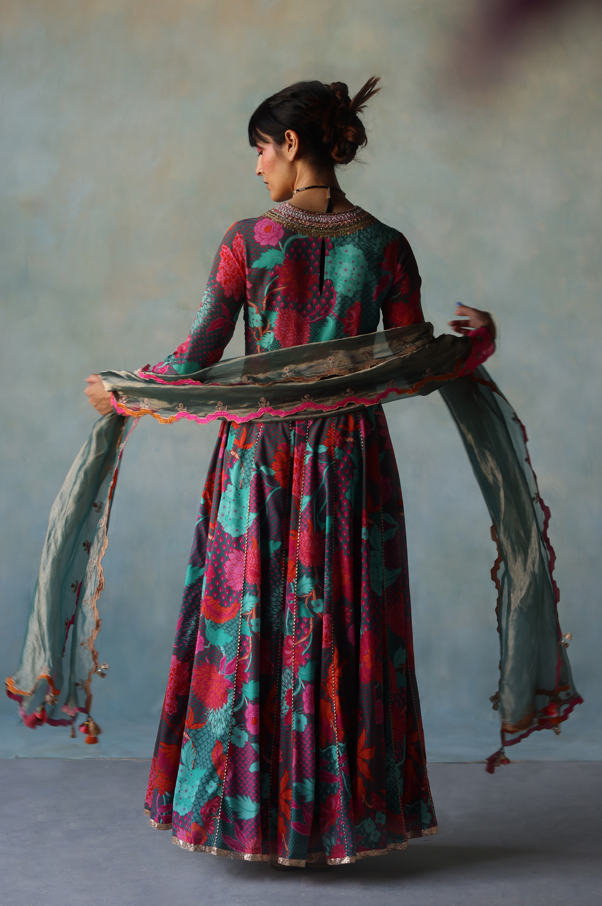 Gul Teal Anarkali Set