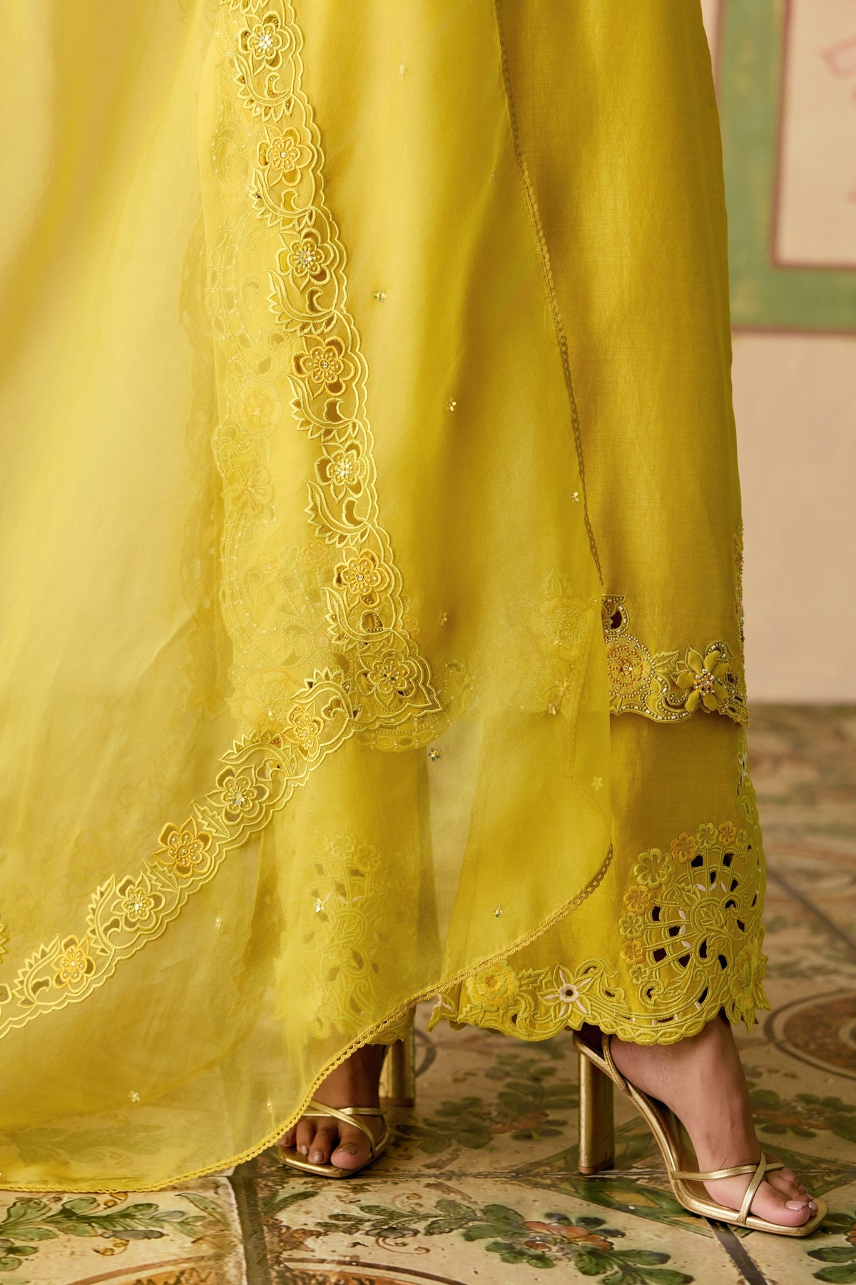 Yellow Cutwork Dupatta