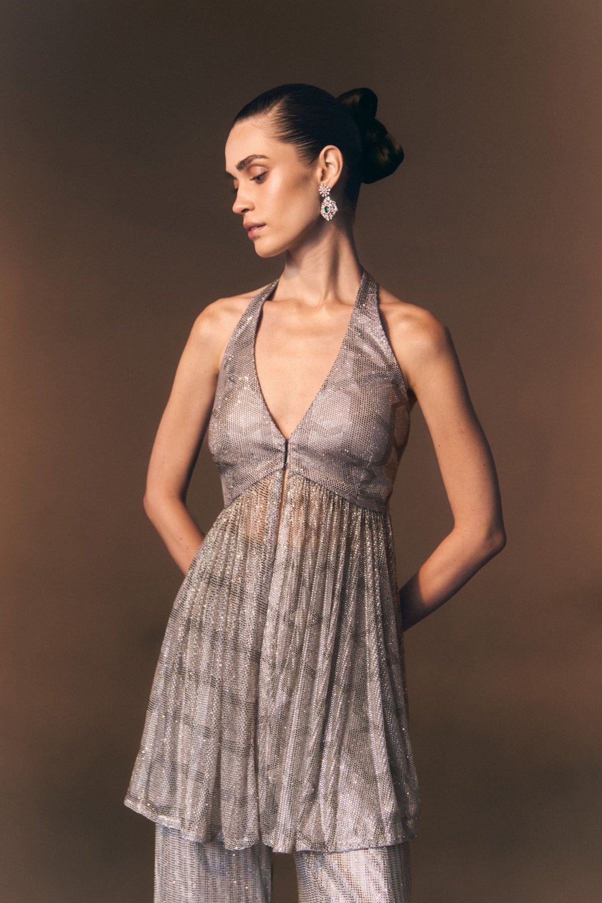 Slate Grey Sharara Pants Set