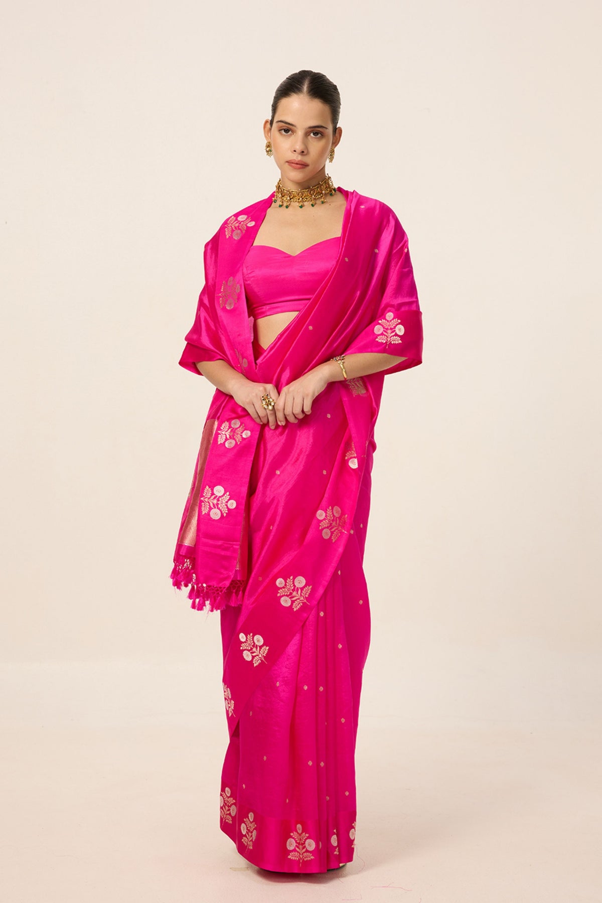Hot Pink Silk Saree