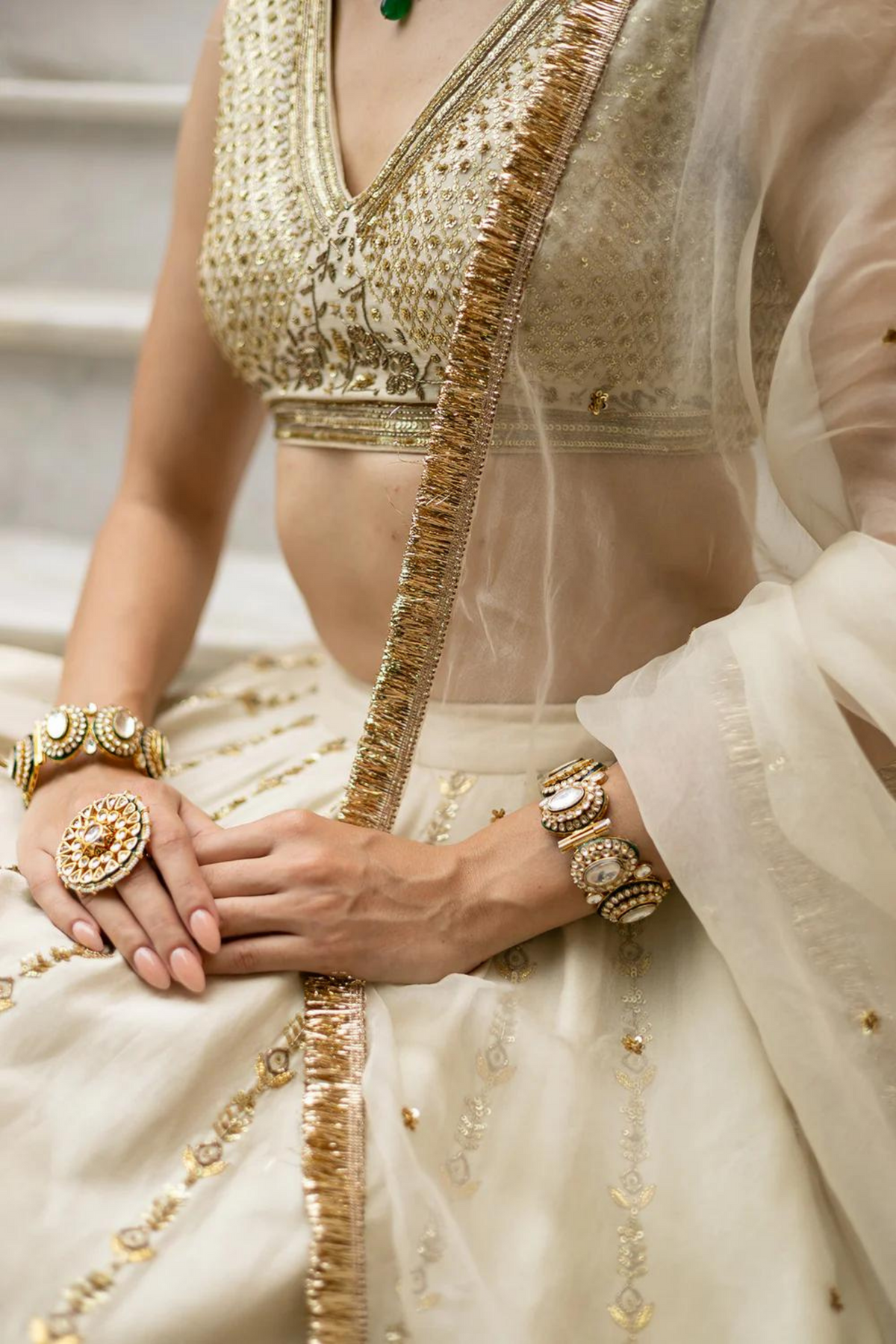 Off-White Lehenga Set