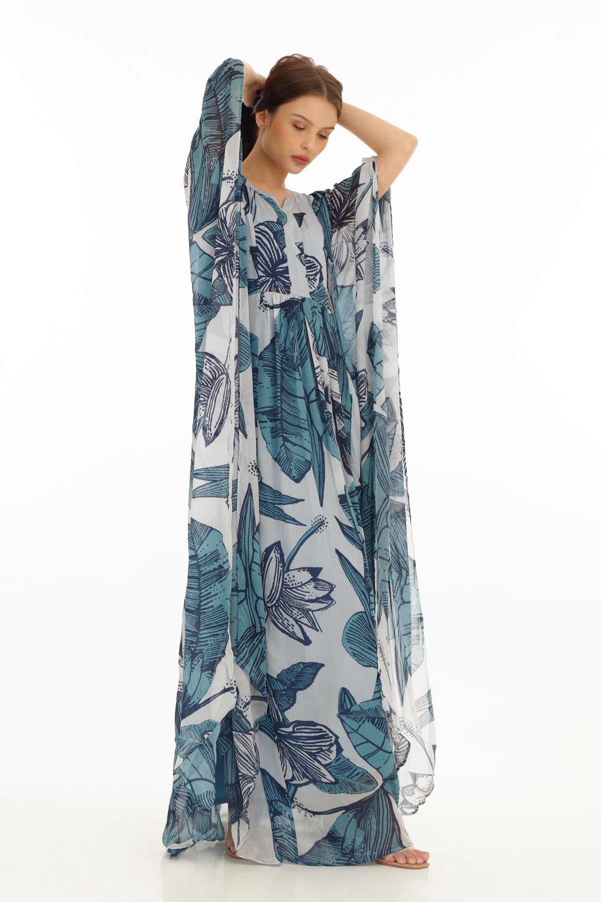 Blue and White Kaftan Dress