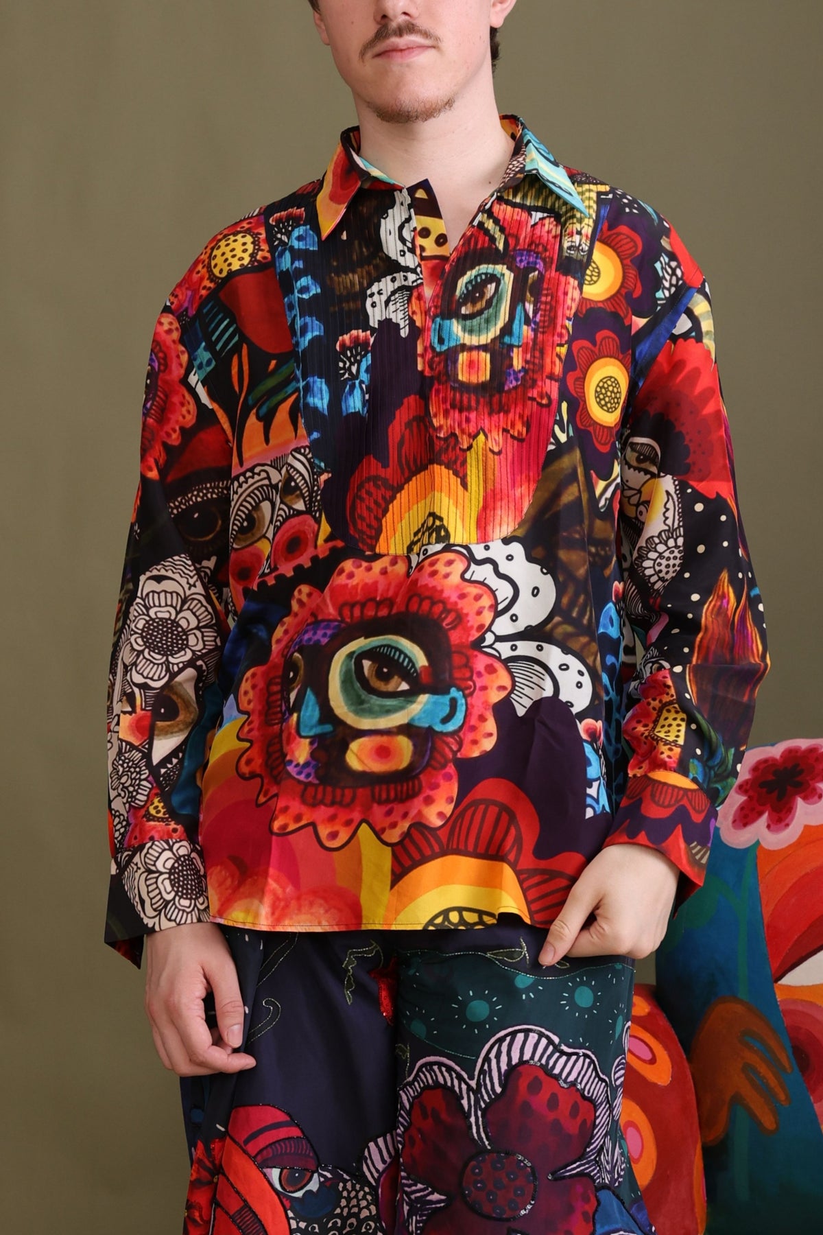 Moshpit Pintuck Printed Shirt