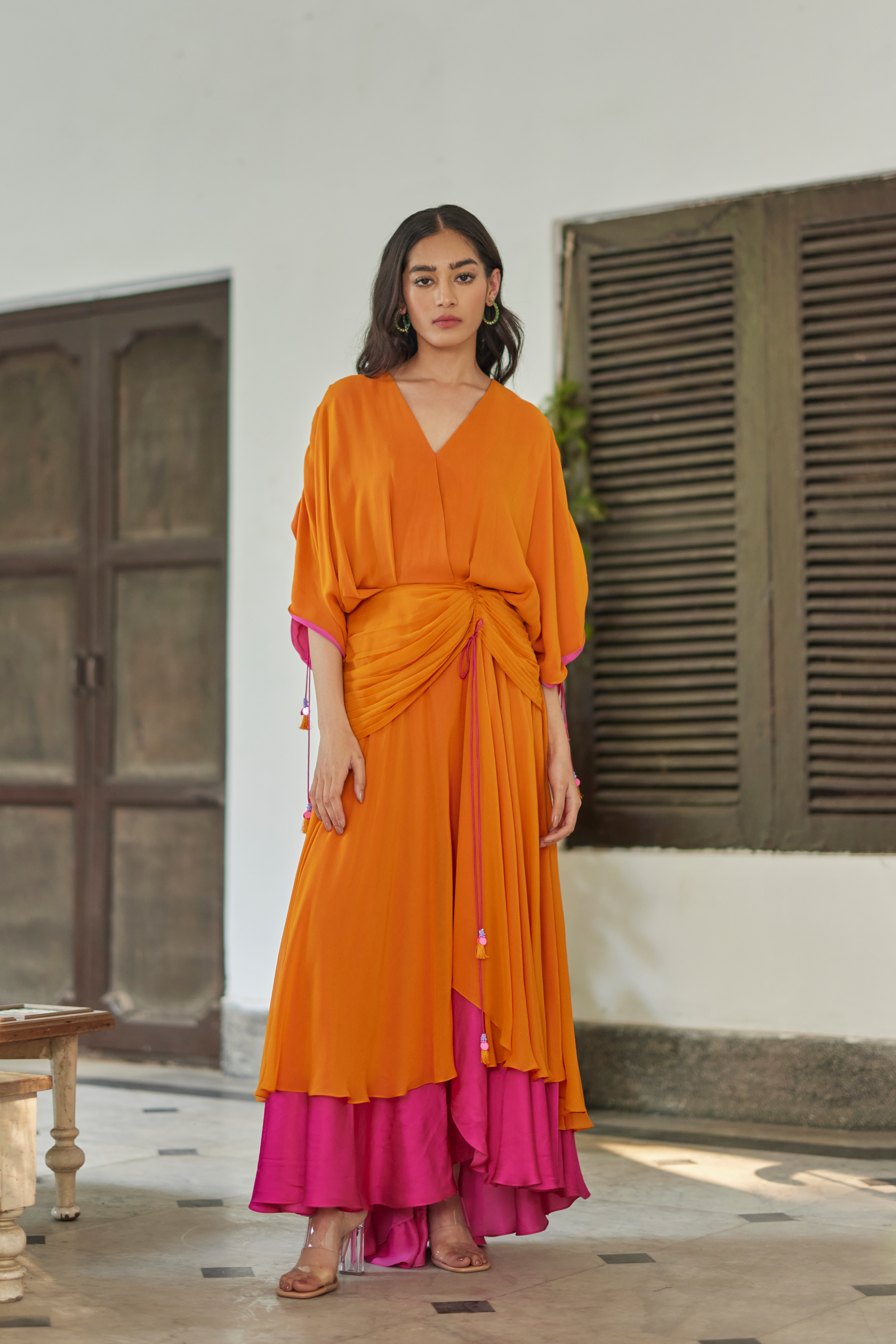 orange hibiscus dress Hula Midi Dress with Hibiscus Print / Orange / G2378or