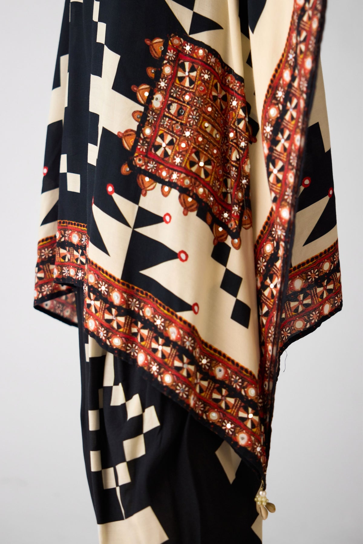 Abstract Black Print Tunic Set