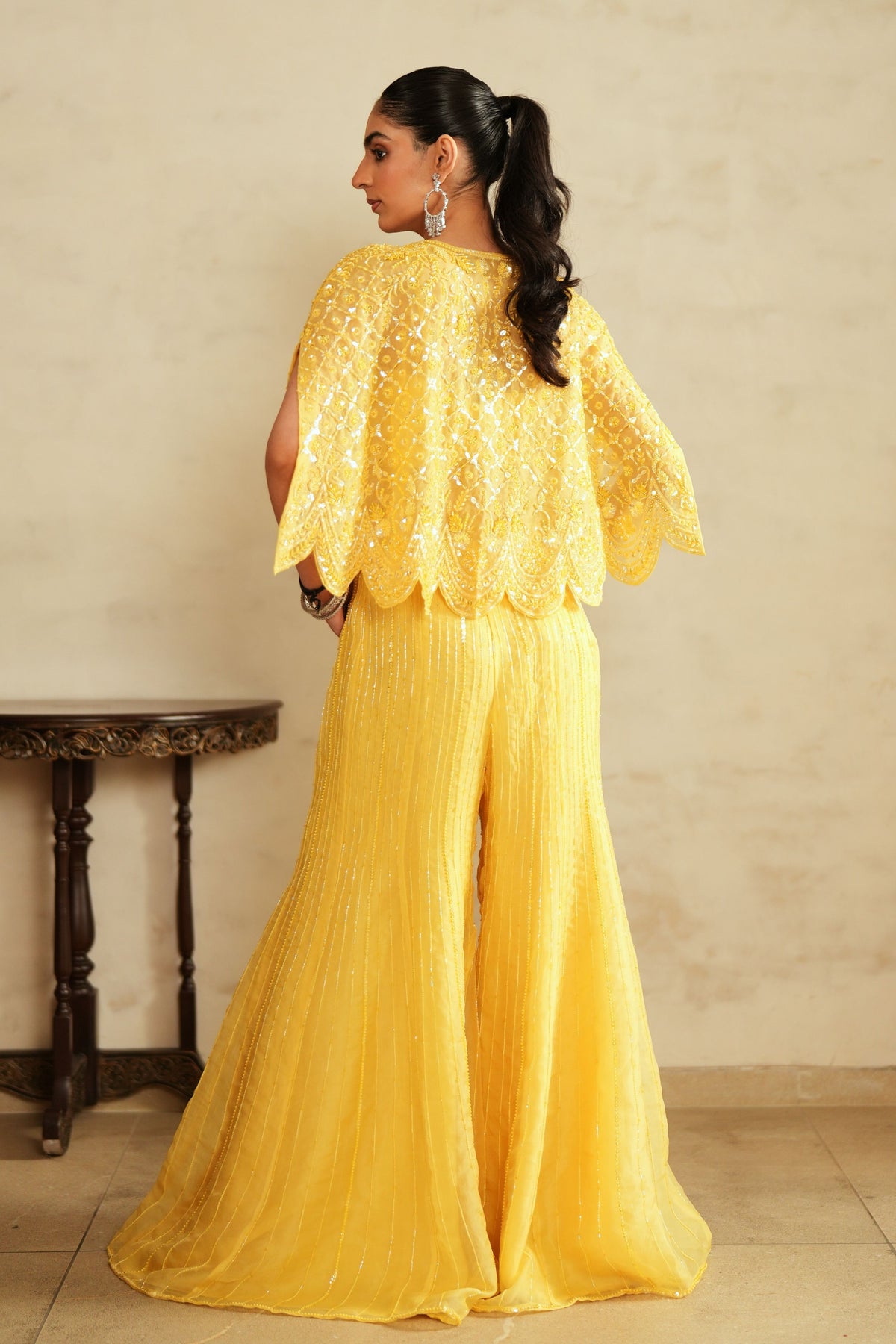 Yellow Cape Sharara Set