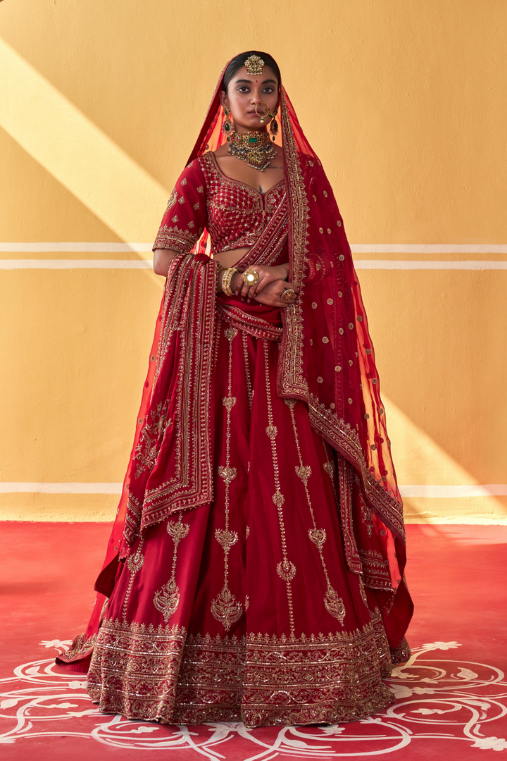 Jigar Mali Maroon Bridal Lehenga Set Elahe