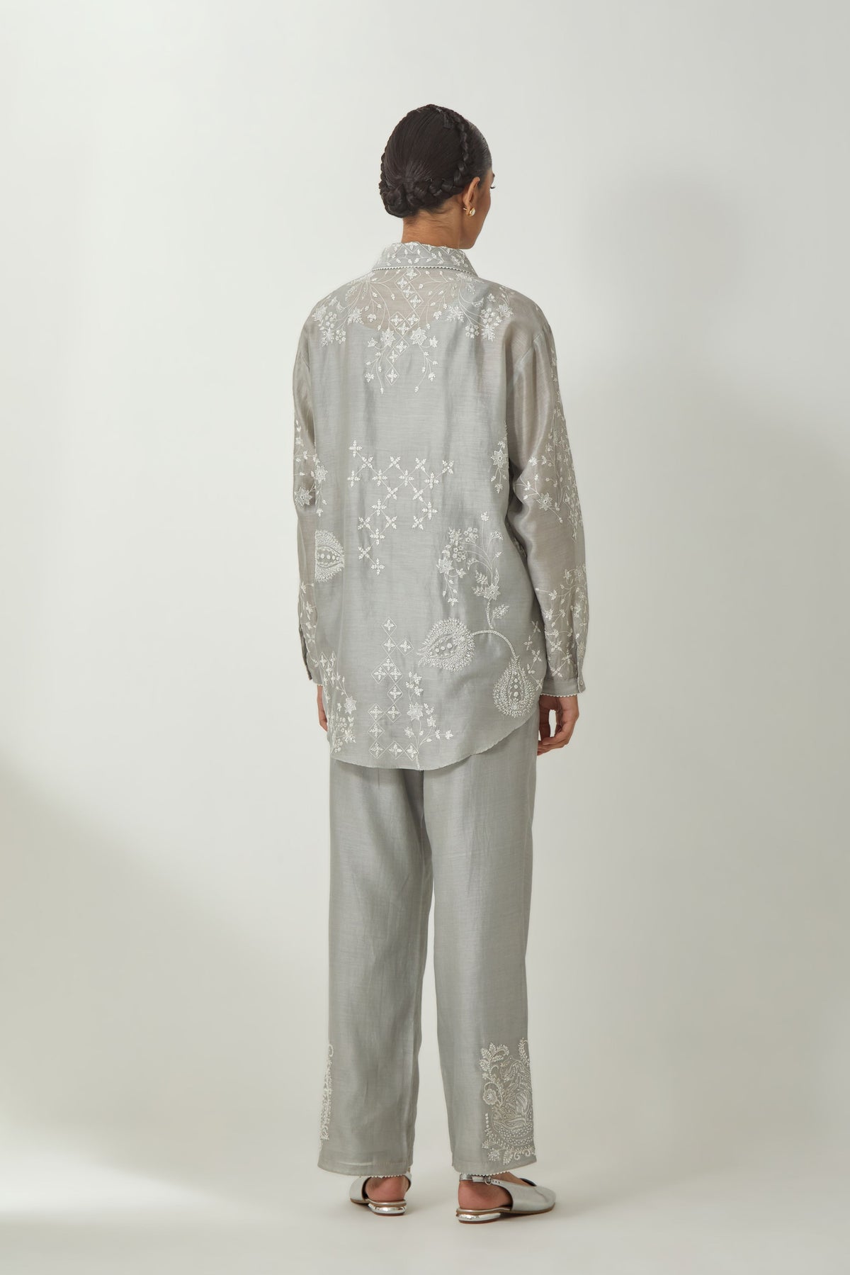 Grey Silk Chanderi Shirt