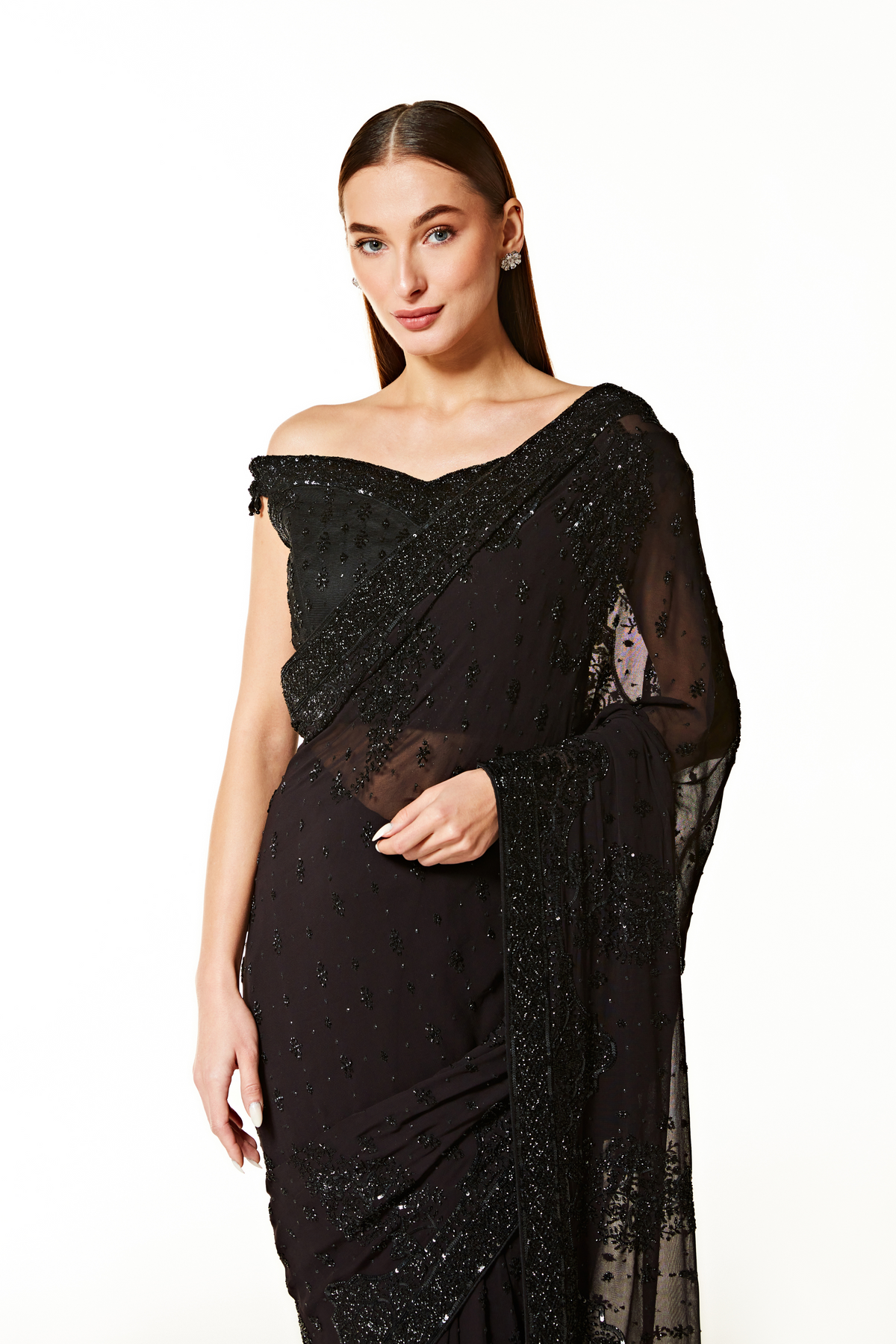 Black Zaynab Saree Set