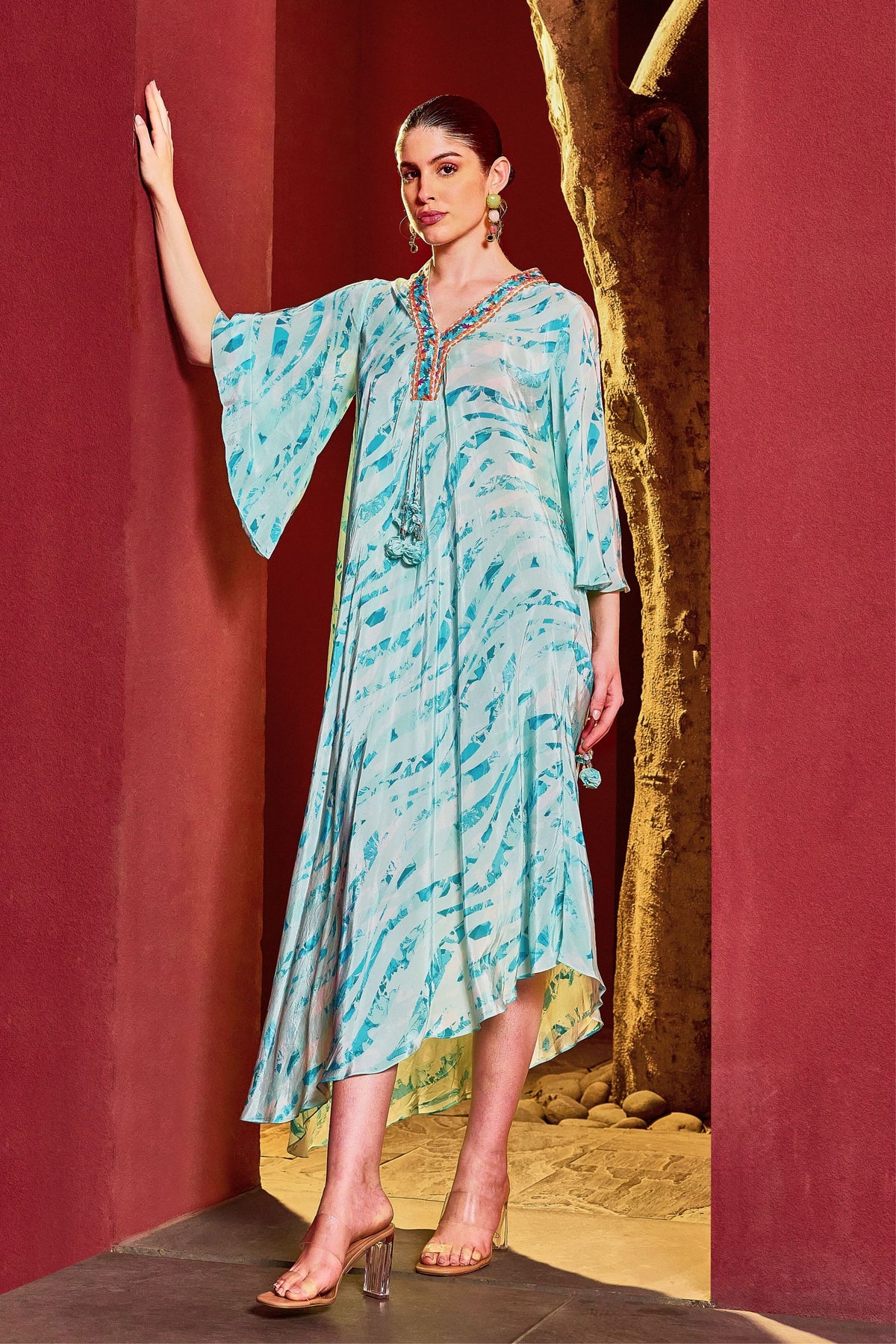 Blue Breeze Asymmetrical Kaftan Dress