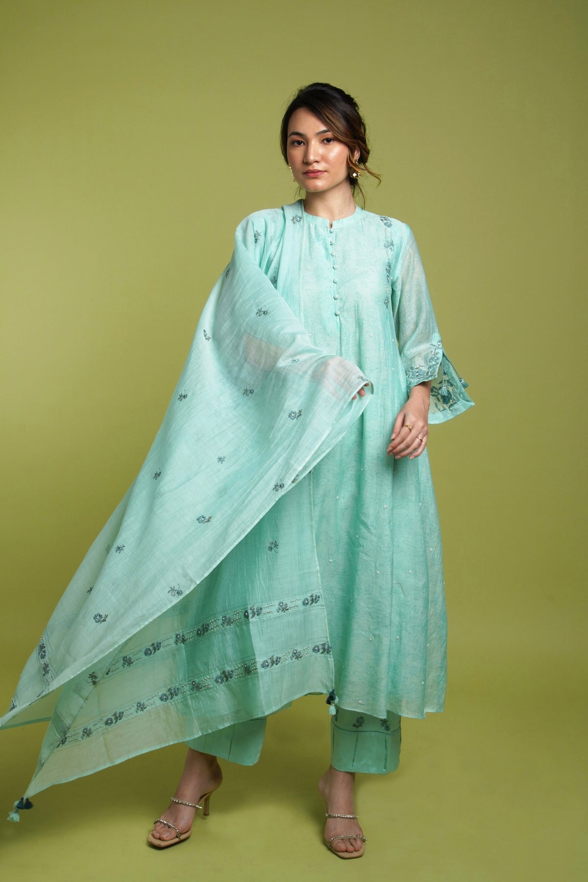 Firozi Block Printed Kurta Set