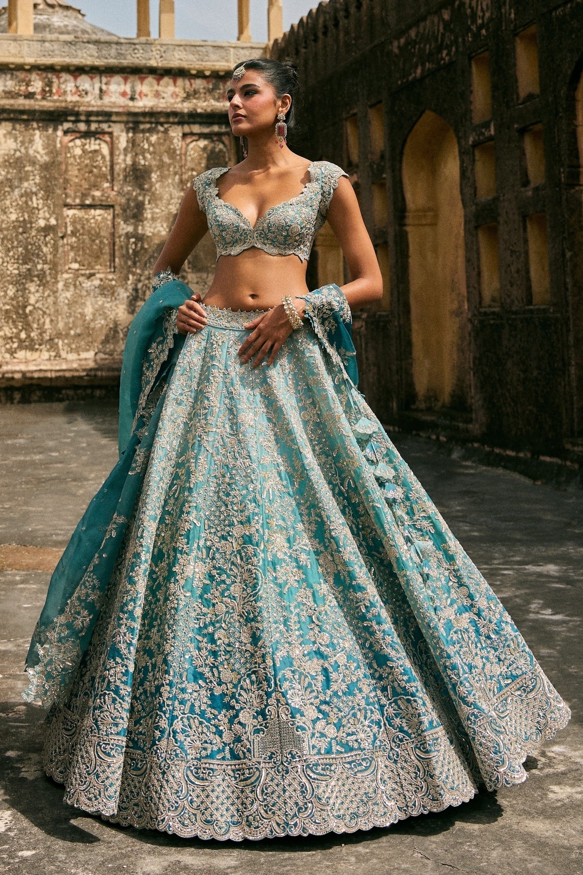 Blue Vajra Lehenga Set