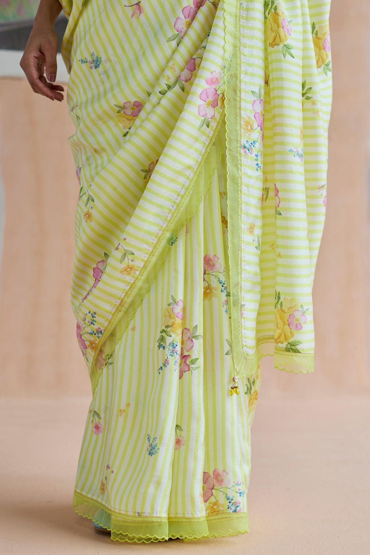 Serene Flora Mulberry Silk Sari