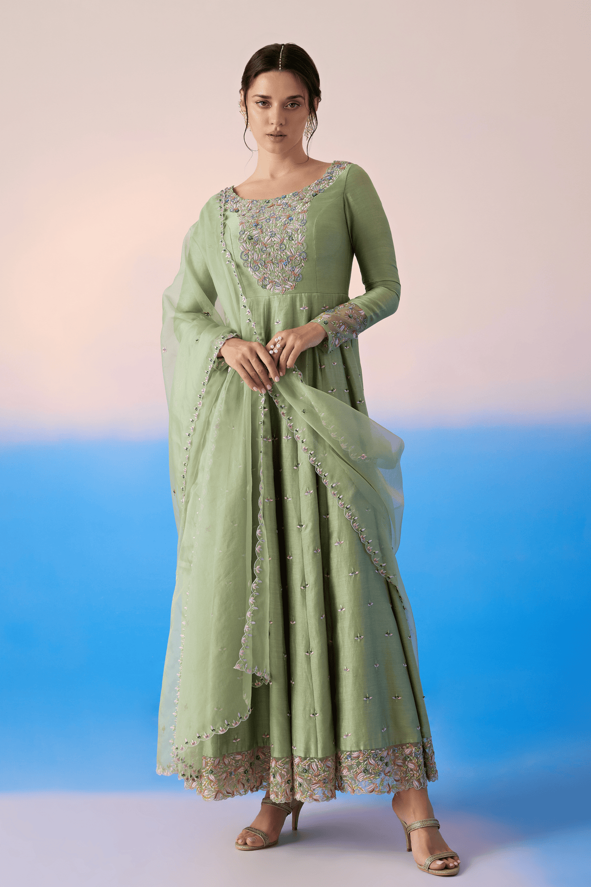 Sage Green Anarkali