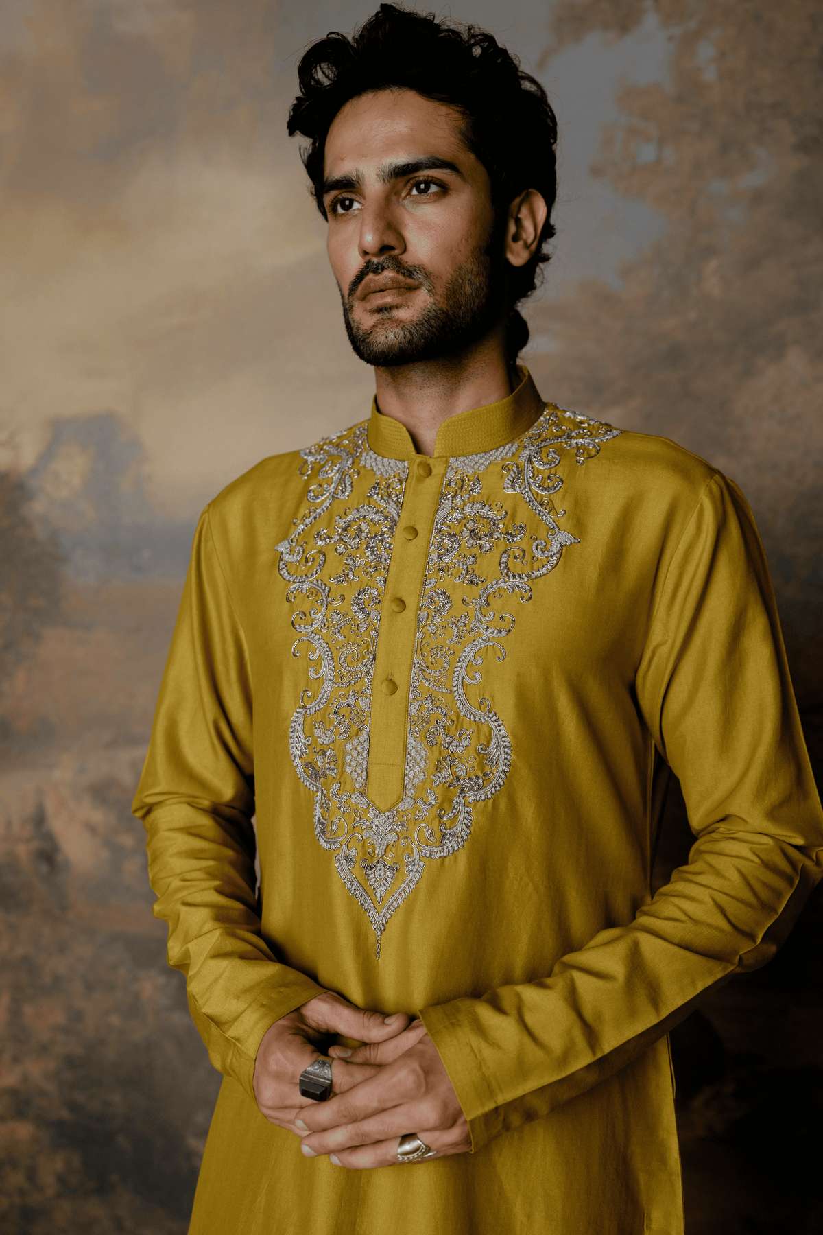 Mustard Kurta With Dhoti