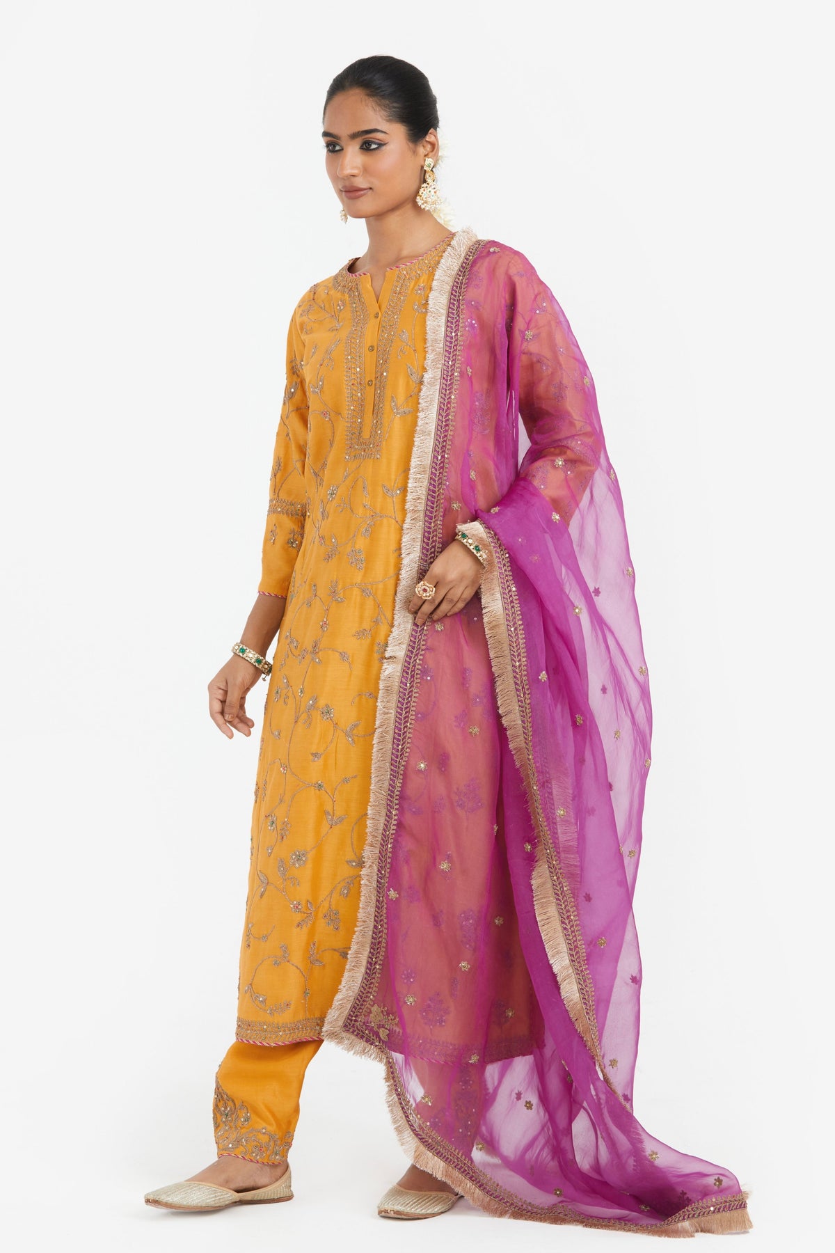 Deep Yellow Chanderi Kurta Set