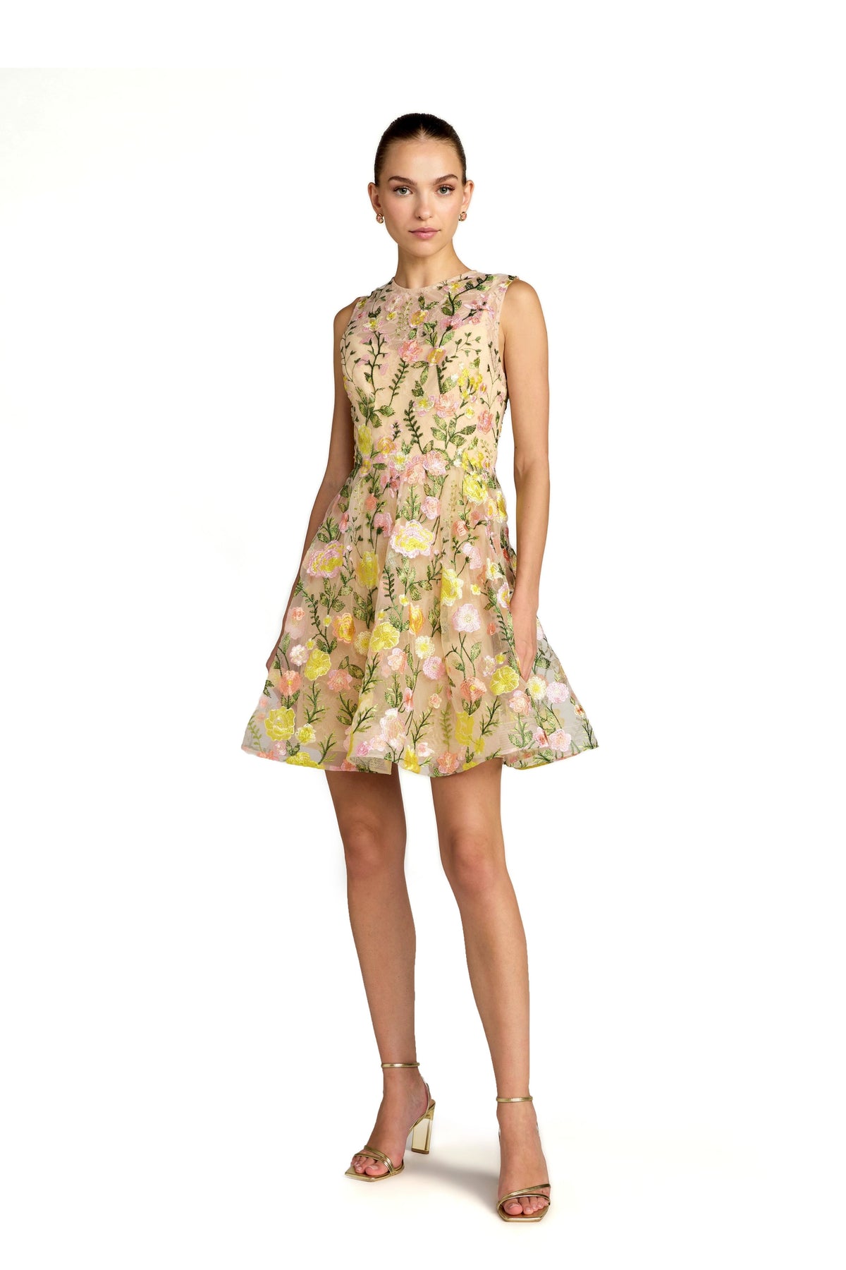 Yellow Floral A-line Mini Dress