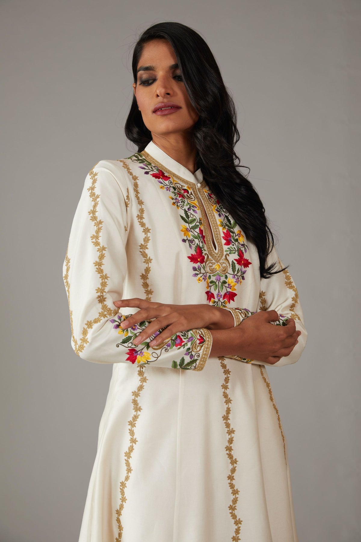 Ivory Embroidered Anarkali Set