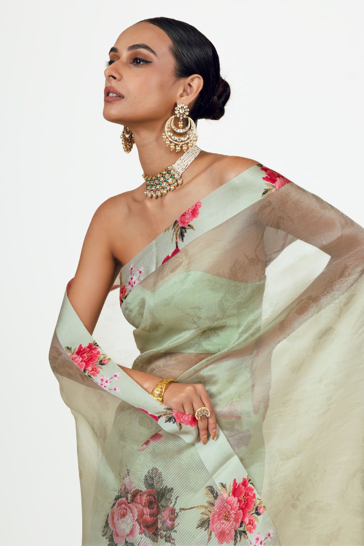 Nila Mist Green Organza Saree
