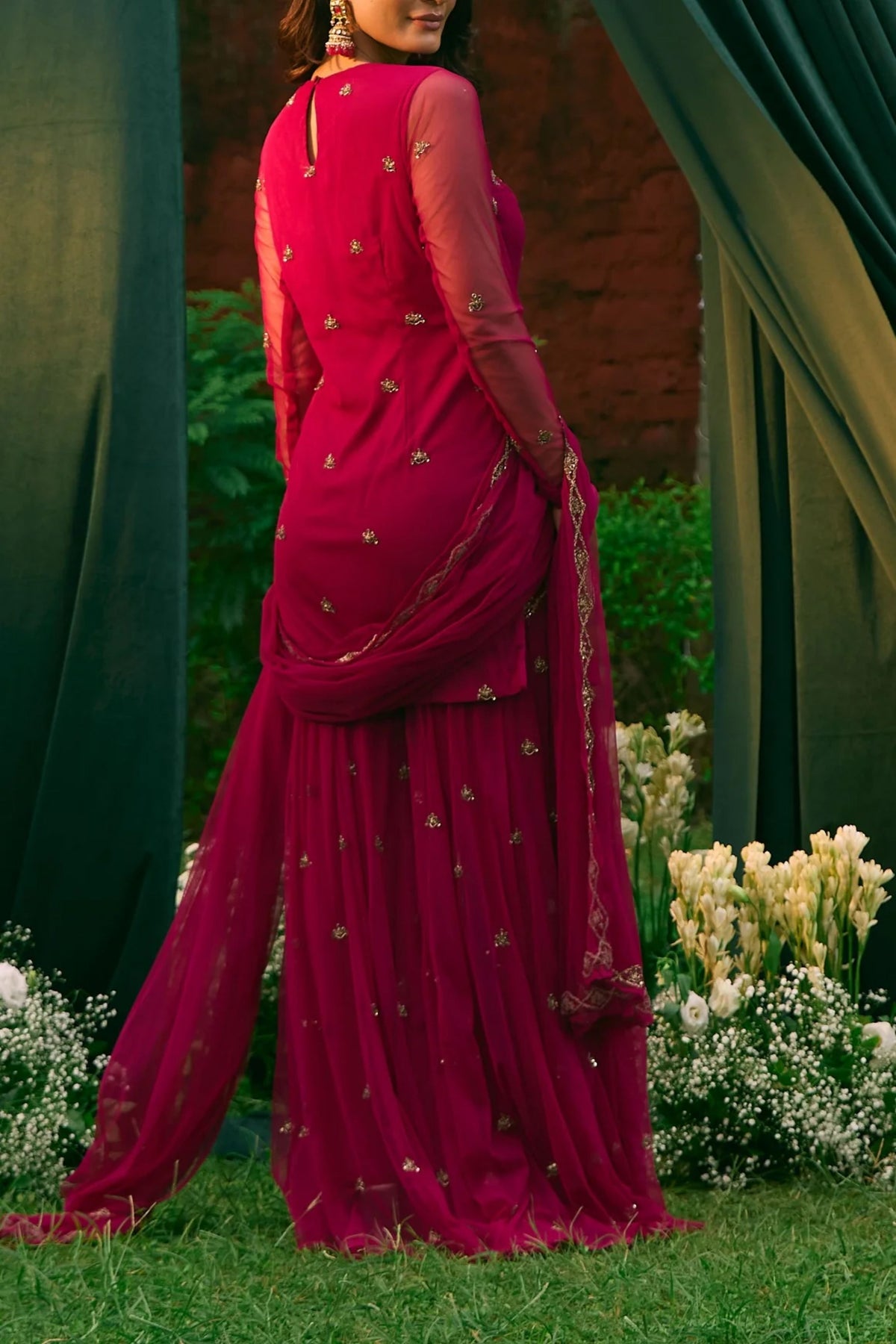 Caramine Pink Sharara Set