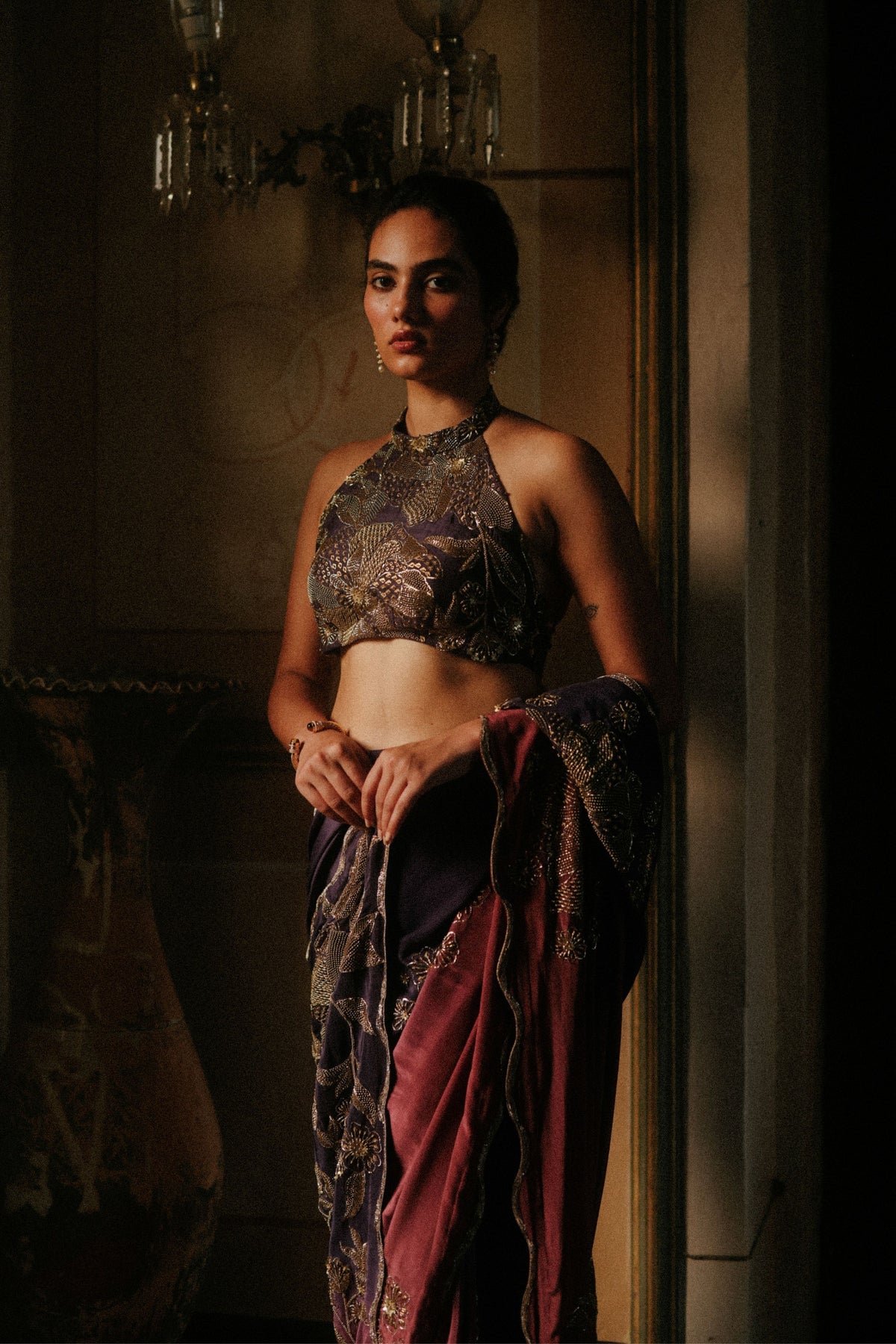 Mulberry Wine Ombre Saree