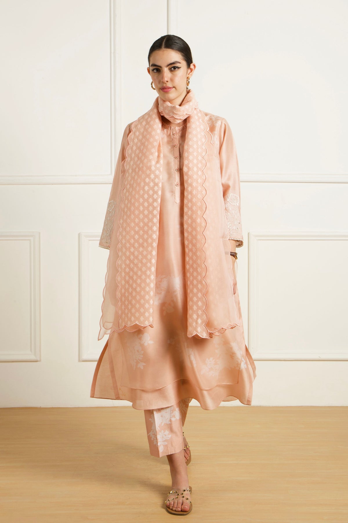 Old Rose Double Layer Kurta Set