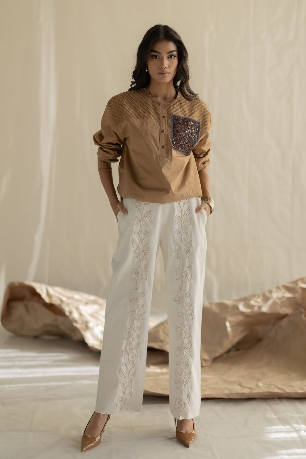 White Straight Fit Denim Pant