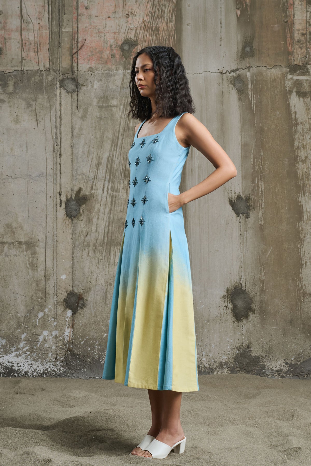 Soft Horizon Pleated Dress