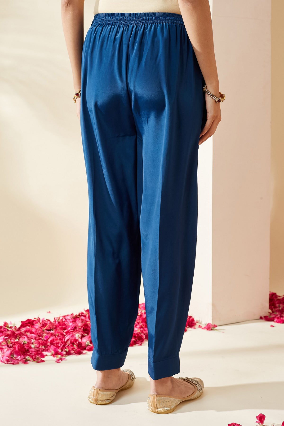 Blue Zari Stripe Kurta Set