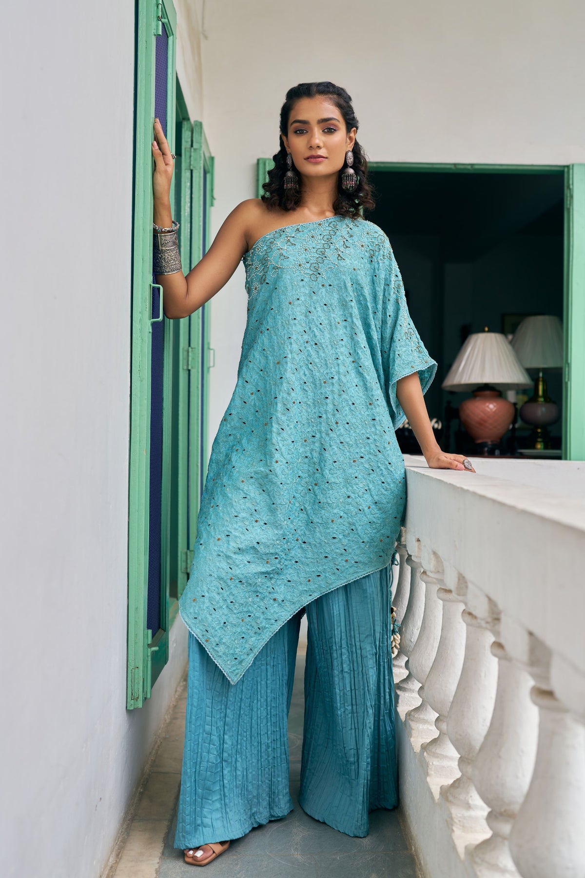 Blush Handwork One Side Kurta Set