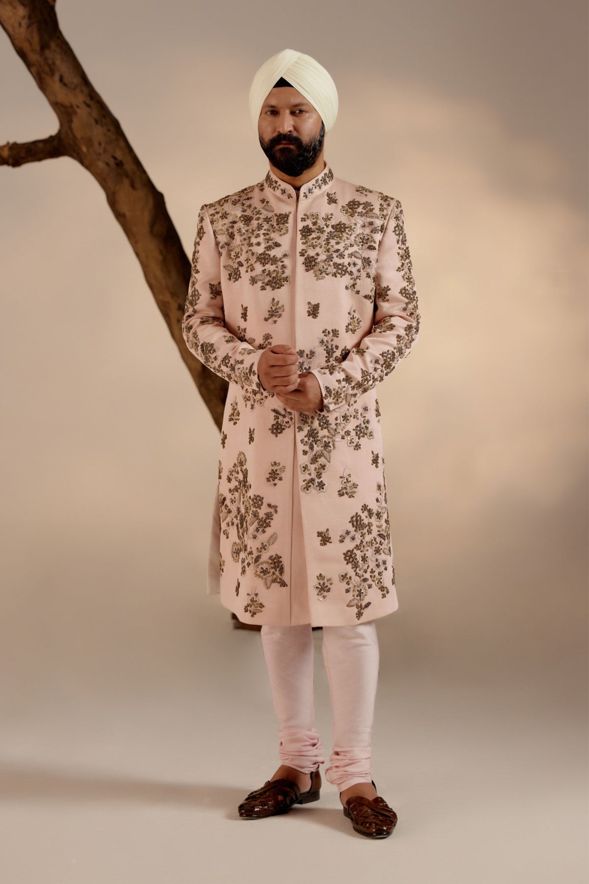 Shell-pink Sherwani Set