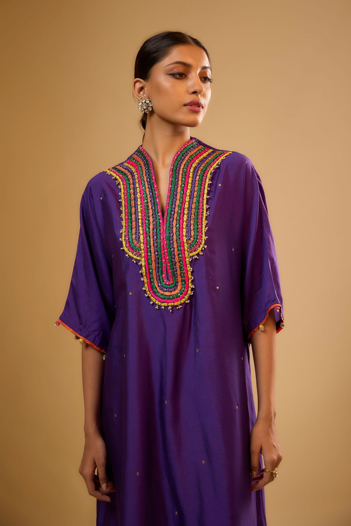 Dori Yoke Purple Kurta Set