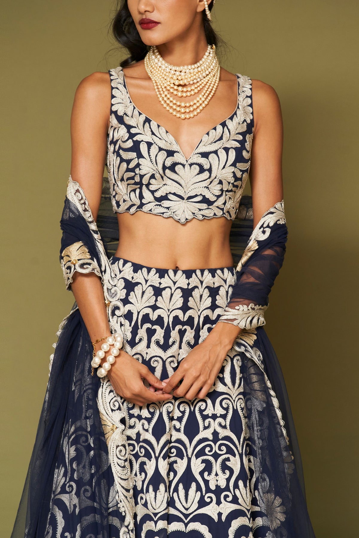 Midnight Embroidered Georgette Lehenga Set