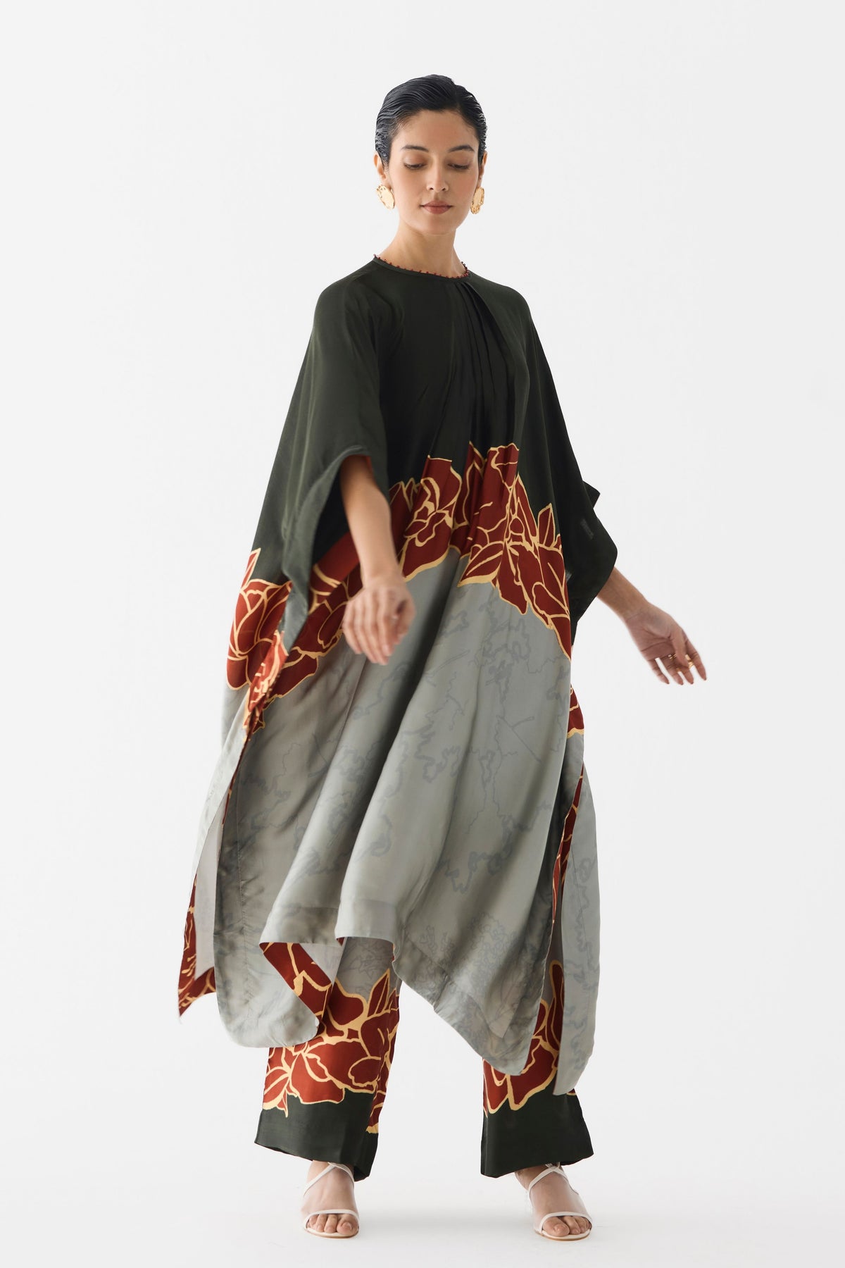 Red Alba Kimono Kurta and Pants
