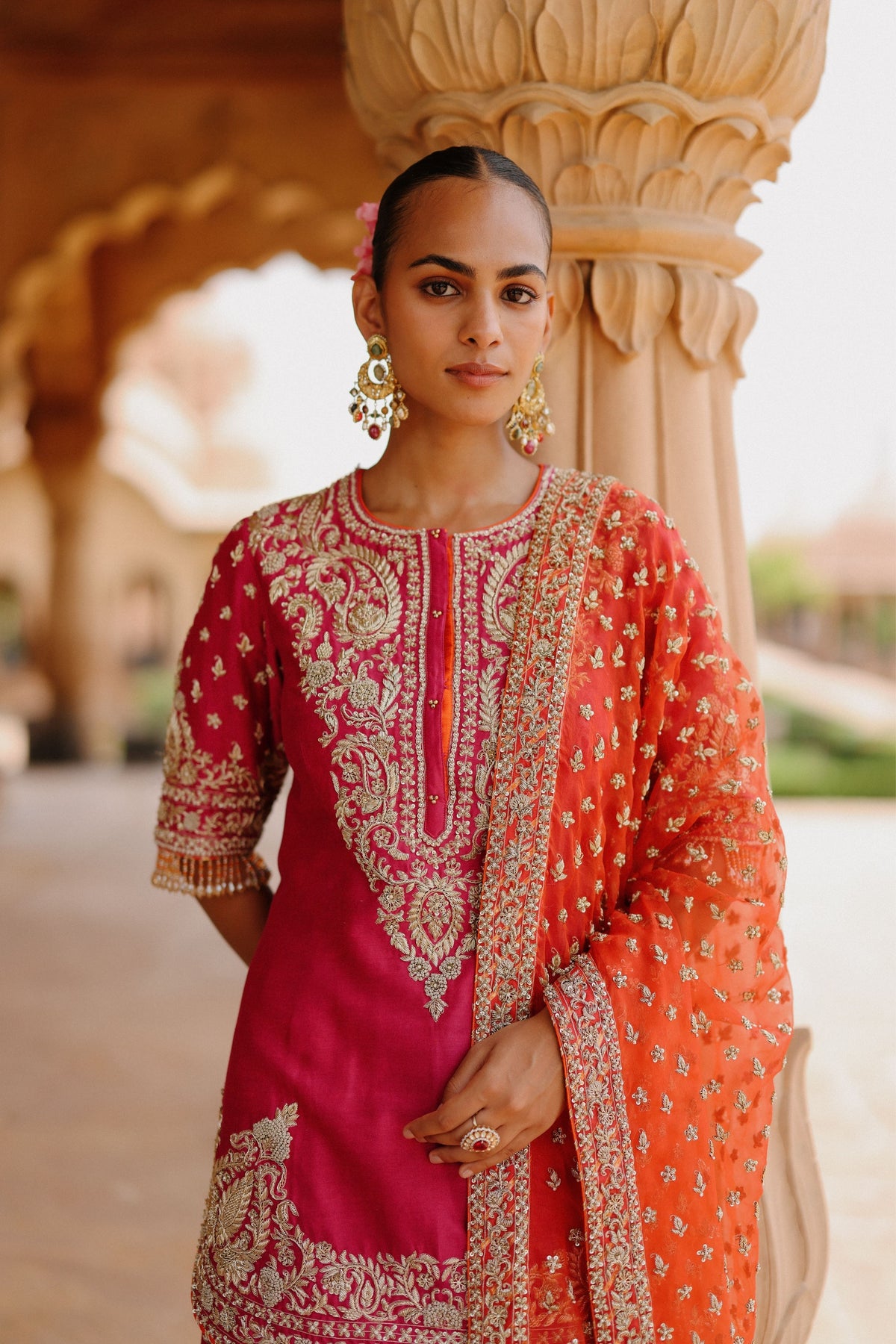 Maysam Hot Pink Sharara Set