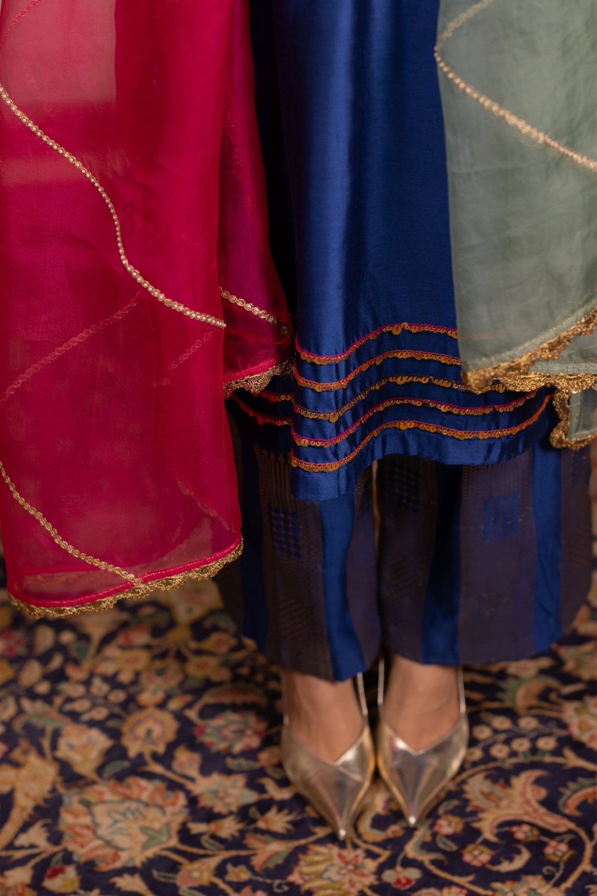 Mesh Blue Kurta Set With Dupatta