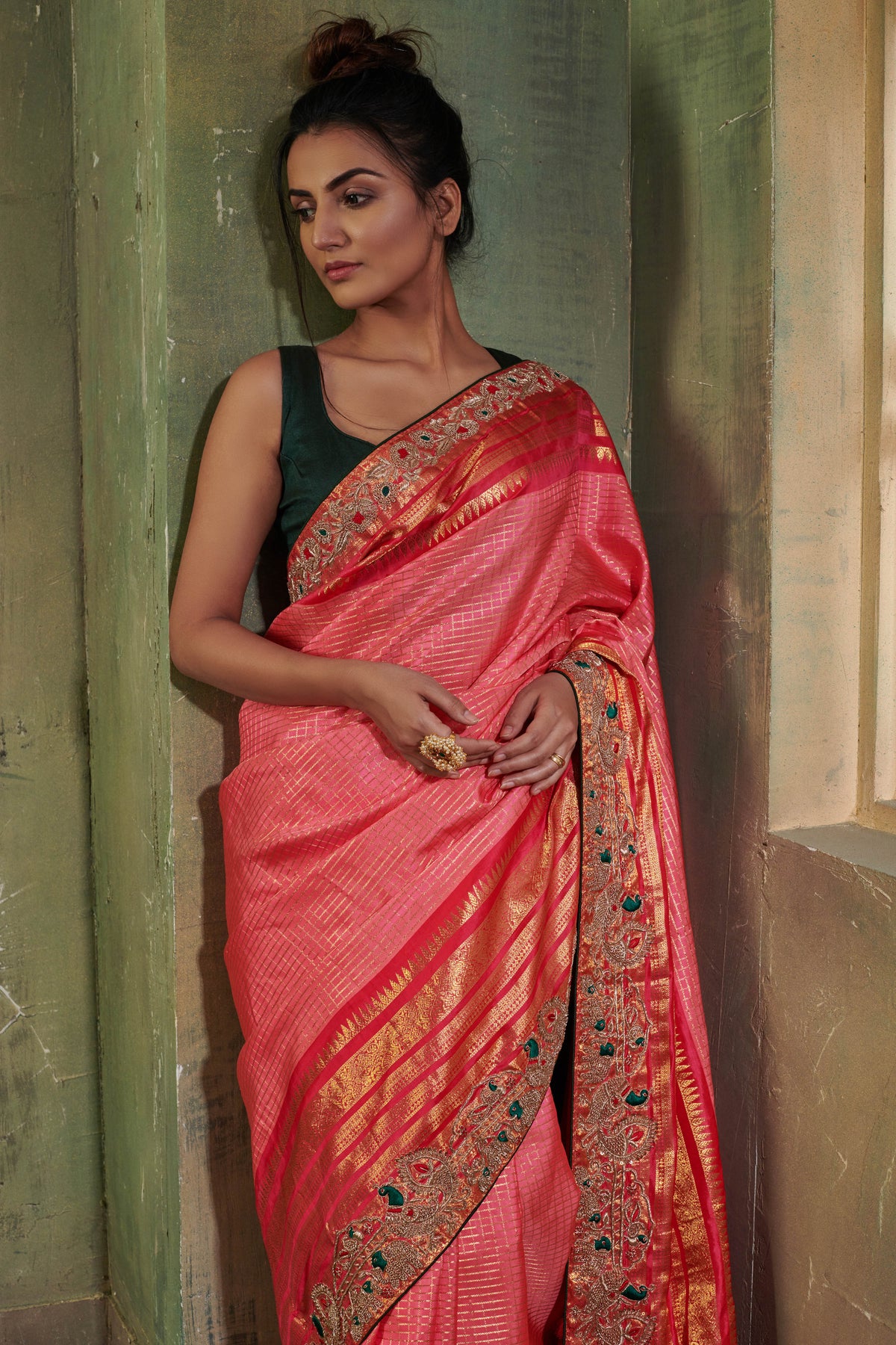Traditional Pink Kanchipuram Saree