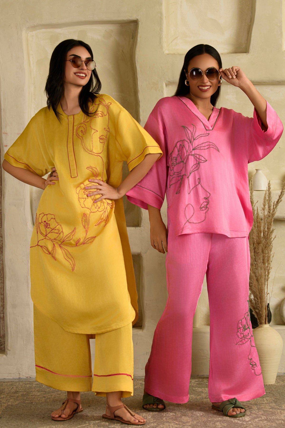 Rangrasiya Long Co-ord Set in Surajmukhi Yellow