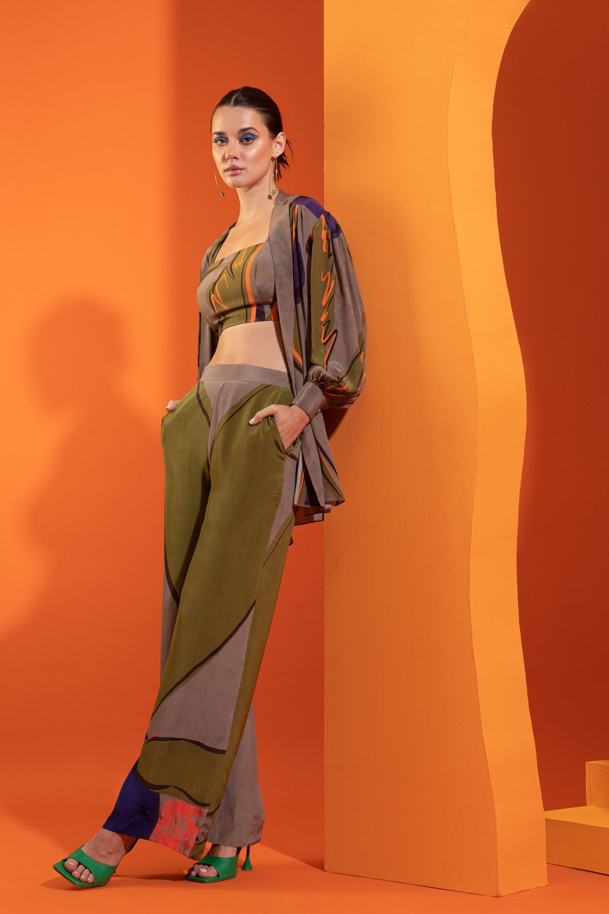 Artistic Printed Open Shirt Co-ord Set
