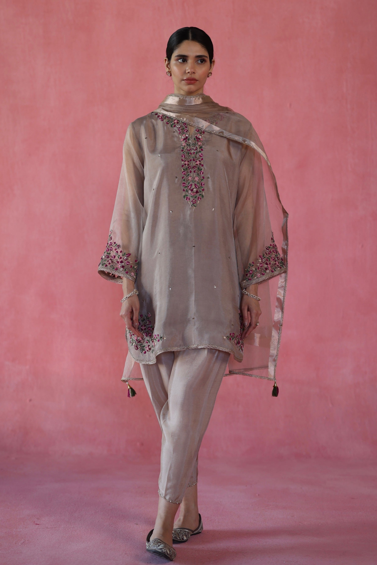 Beige Kewra Kurta Set