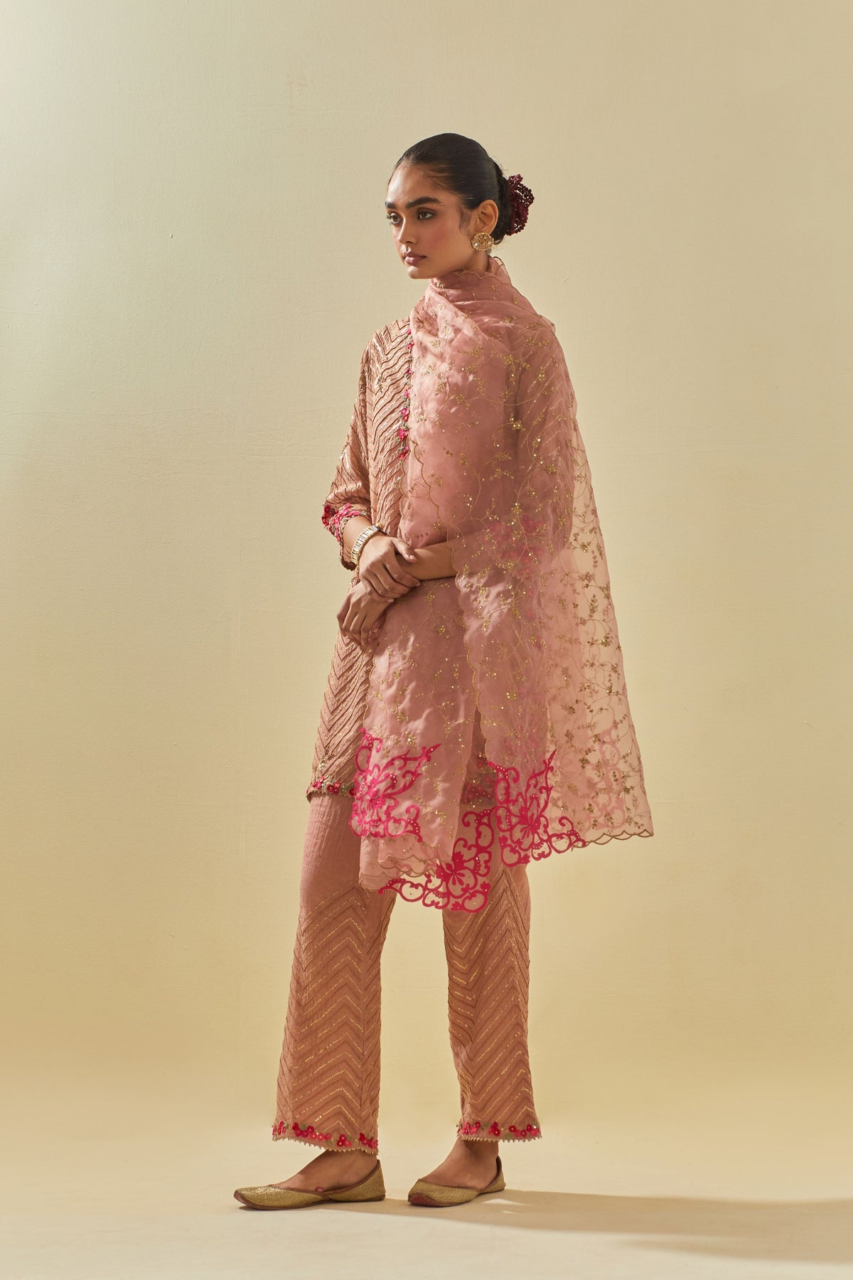 Pink Short Kurta Set