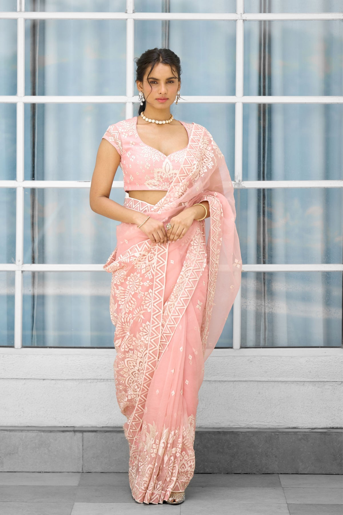 Whispers of Rose Saree Set