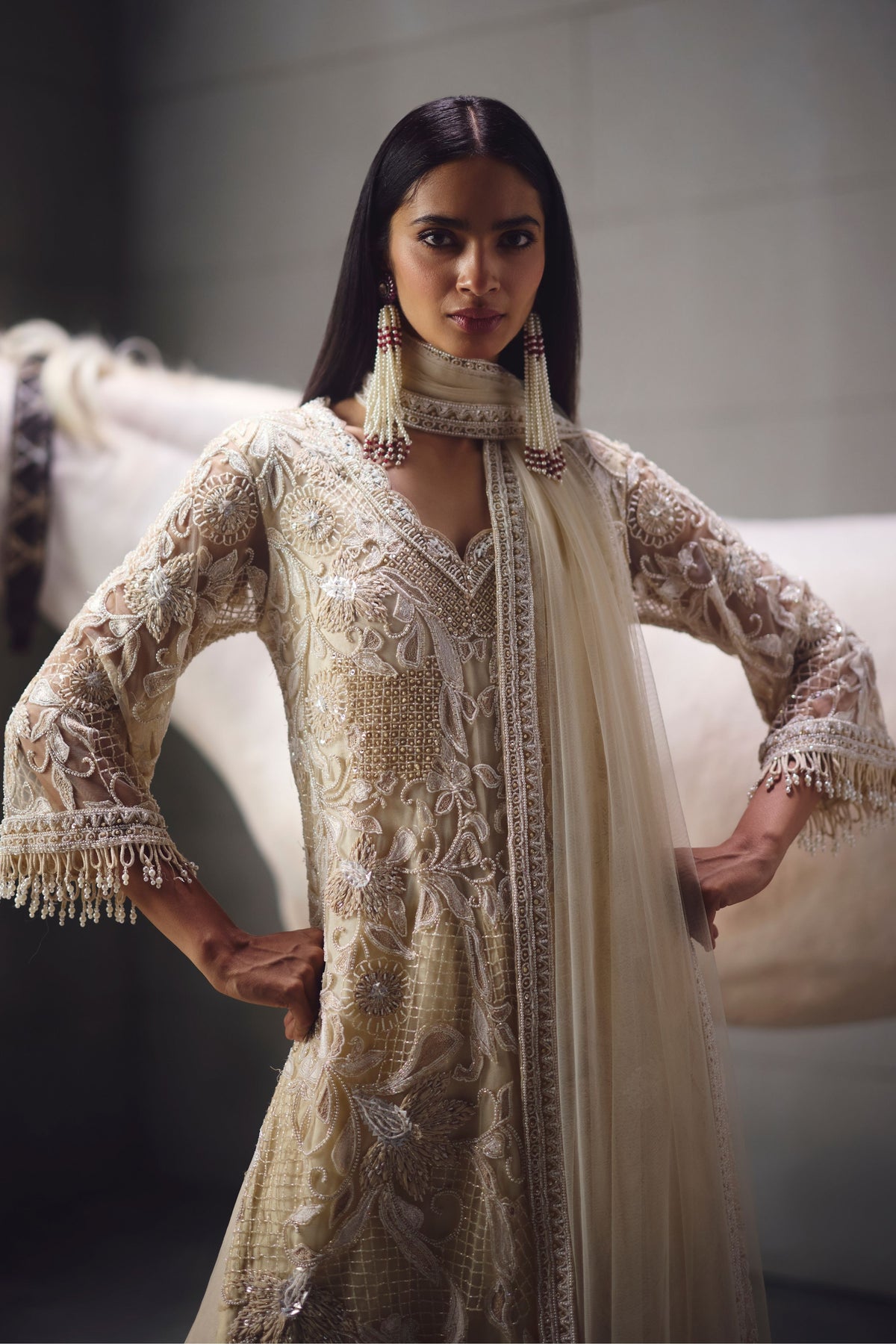 Ivory Embellished Suit Set